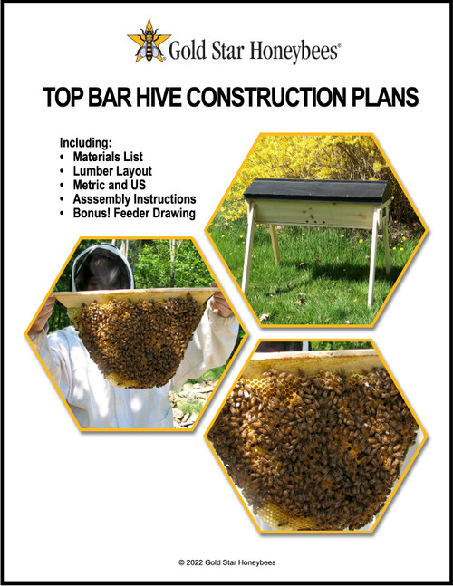 Simple and easy to understand, these detailed construction plans will help you build the Gold Star Deluxe top bar hive!  Metric and English units.